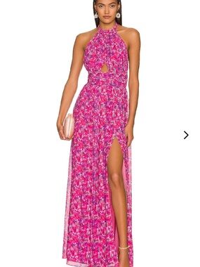 Lovers + Friends Revolve Pink Floral Halter Maxi Dress
